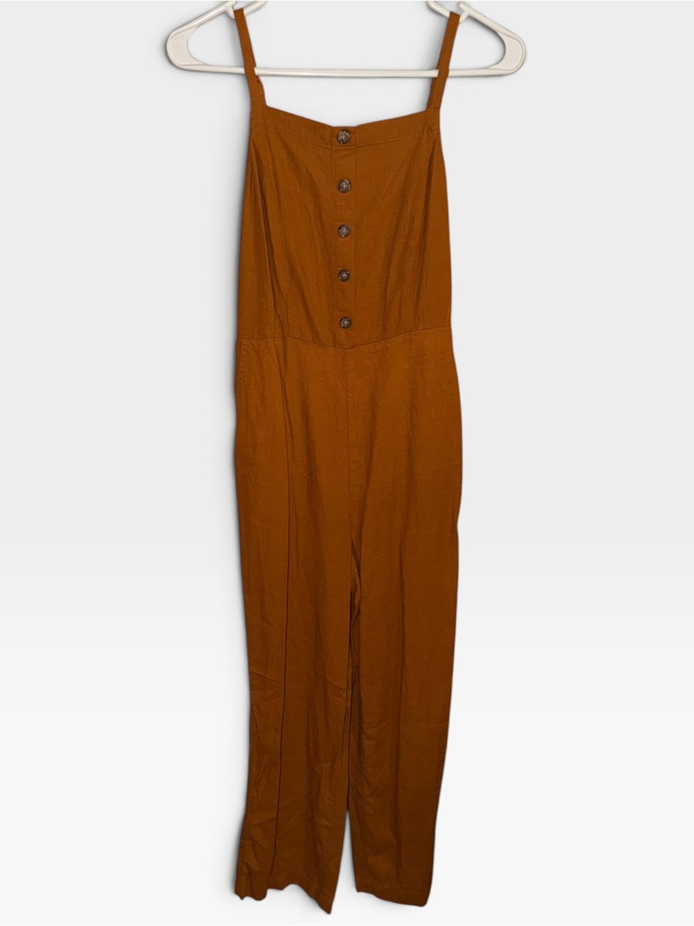 Old Navy Women's Rust Brown Button-Front Wide-Leg Jumpsuit